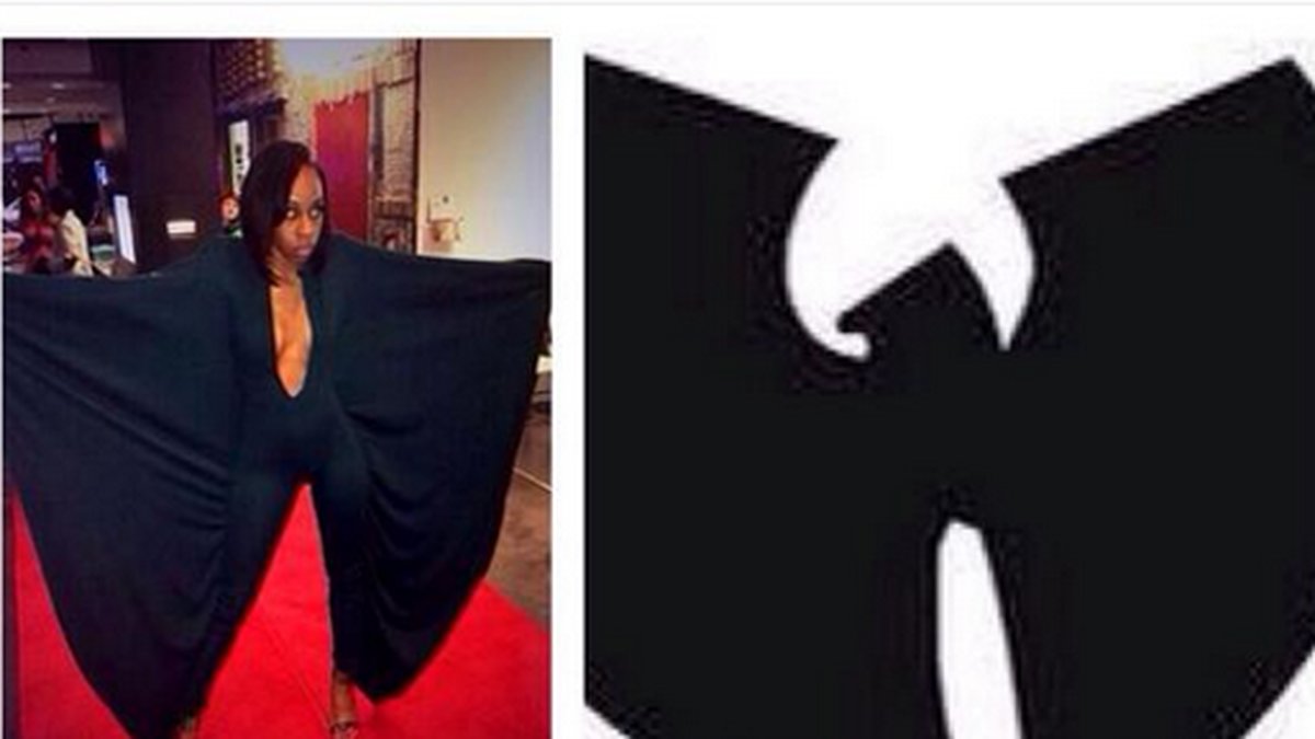 Rihanna liknade outfiten med logotypen för Wu Tang Clan.